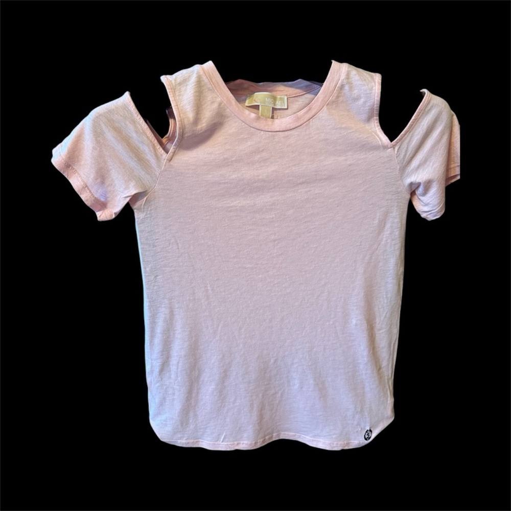 Michael Kors Light Pink Cut-Out Shoulder cotton T-shirt size S used once